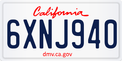 CA license plate 6XNJ940