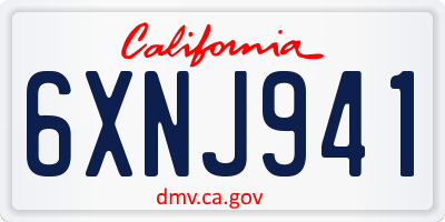 CA license plate 6XNJ941