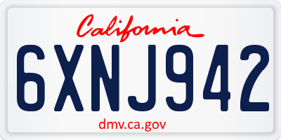 CA license plate 6XNJ942