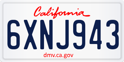 CA license plate 6XNJ943