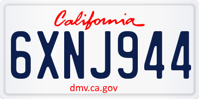 CA license plate 6XNJ944