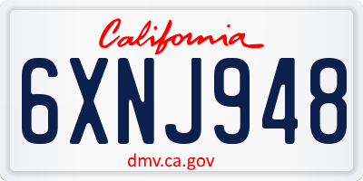 CA license plate 6XNJ948