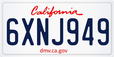 CA license plate 6XNJ949