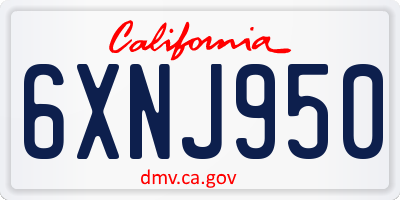 CA license plate 6XNJ950