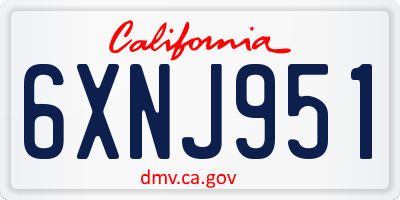 CA license plate 6XNJ951