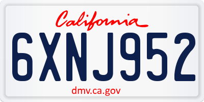 CA license plate 6XNJ952