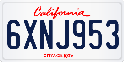 CA license plate 6XNJ953