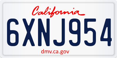 CA license plate 6XNJ954