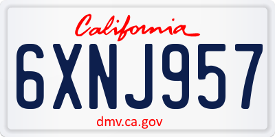 CA license plate 6XNJ957