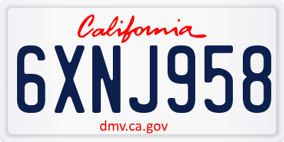 CA license plate 6XNJ958