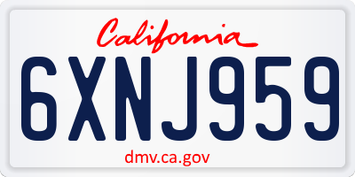 CA license plate 6XNJ959