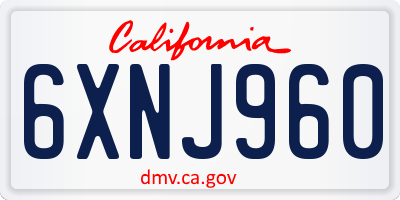 CA license plate 6XNJ960