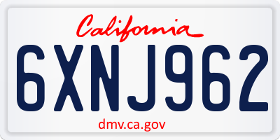 CA license plate 6XNJ962