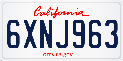 CA license plate 6XNJ963