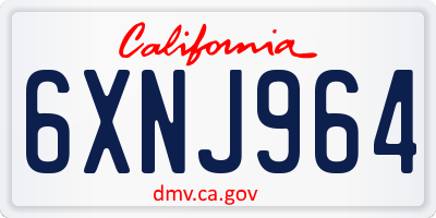 CA license plate 6XNJ964