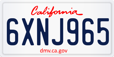 CA license plate 6XNJ965