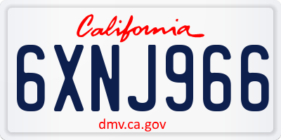 CA license plate 6XNJ966