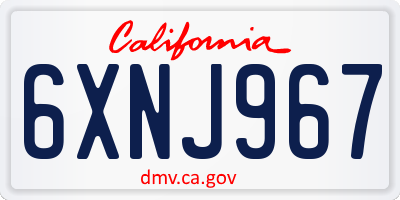CA license plate 6XNJ967