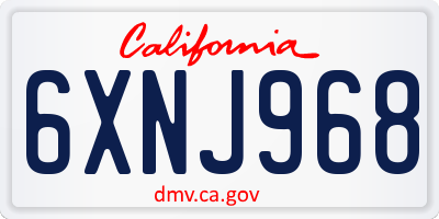 CA license plate 6XNJ968