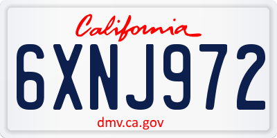 CA license plate 6XNJ972