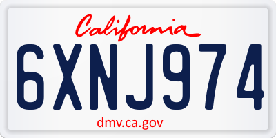 CA license plate 6XNJ974
