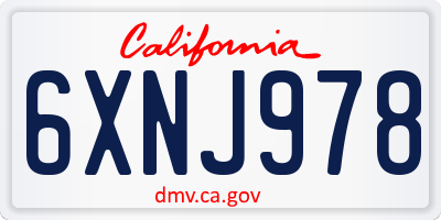 CA license plate 6XNJ978