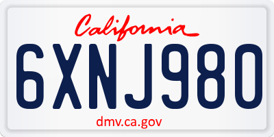 CA license plate 6XNJ980