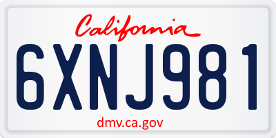 CA license plate 6XNJ981