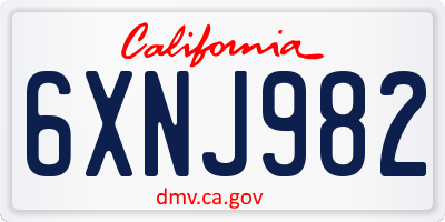 CA license plate 6XNJ982
