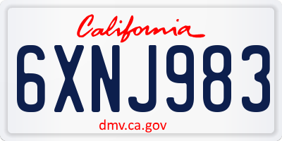 CA license plate 6XNJ983