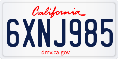 CA license plate 6XNJ985