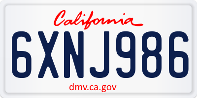 CA license plate 6XNJ986