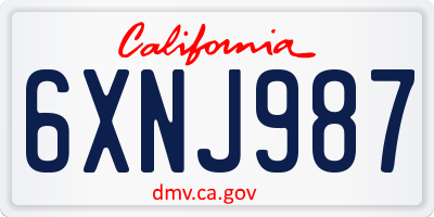CA license plate 6XNJ987