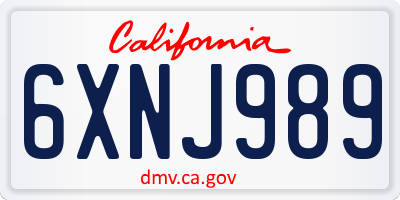CA license plate 6XNJ989