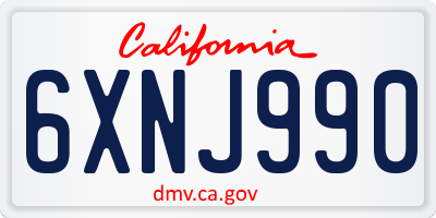 CA license plate 6XNJ990