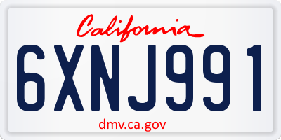 CA license plate 6XNJ991