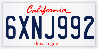 CA license plate 6XNJ992