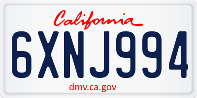 CA license plate 6XNJ994