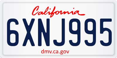 CA license plate 6XNJ995