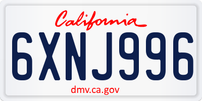 CA license plate 6XNJ996