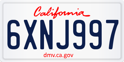 CA license plate 6XNJ997