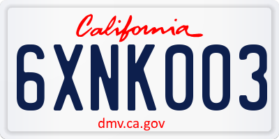CA license plate 6XNK003
