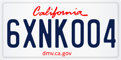 CA license plate 6XNK004