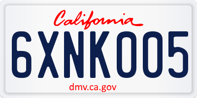 CA license plate 6XNK005