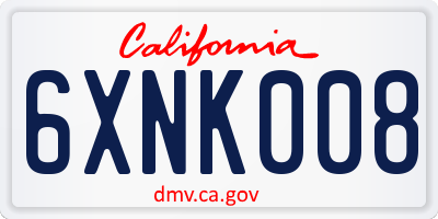 CA license plate 6XNK008