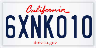 CA license plate 6XNK010