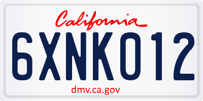 CA license plate 6XNK012
