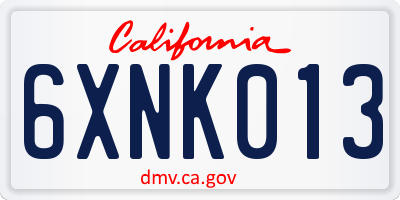 CA license plate 6XNK013