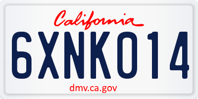 CA license plate 6XNK014