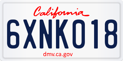 CA license plate 6XNK018